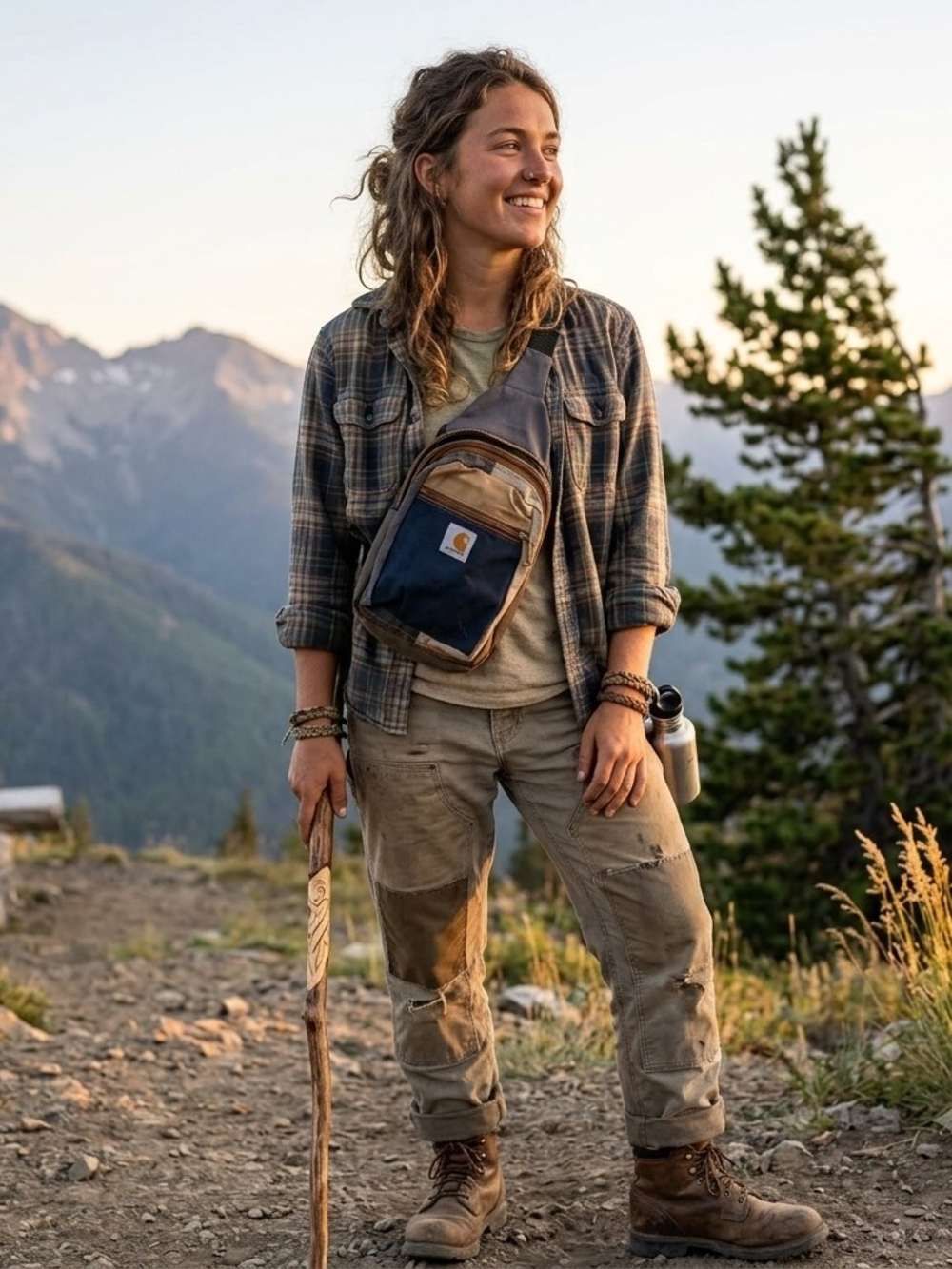 Carhartt Navy and Tan Crossbody Sling Bag